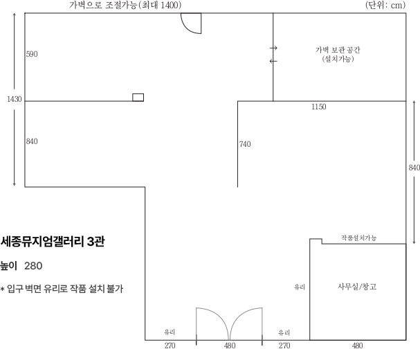 세종뮤지엄갤러리 3관 전시도면